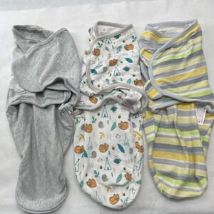 Swaddle Me Aden & Anis Baby Swaddles 0-3 Months Gray White Safe Sleep Bundle